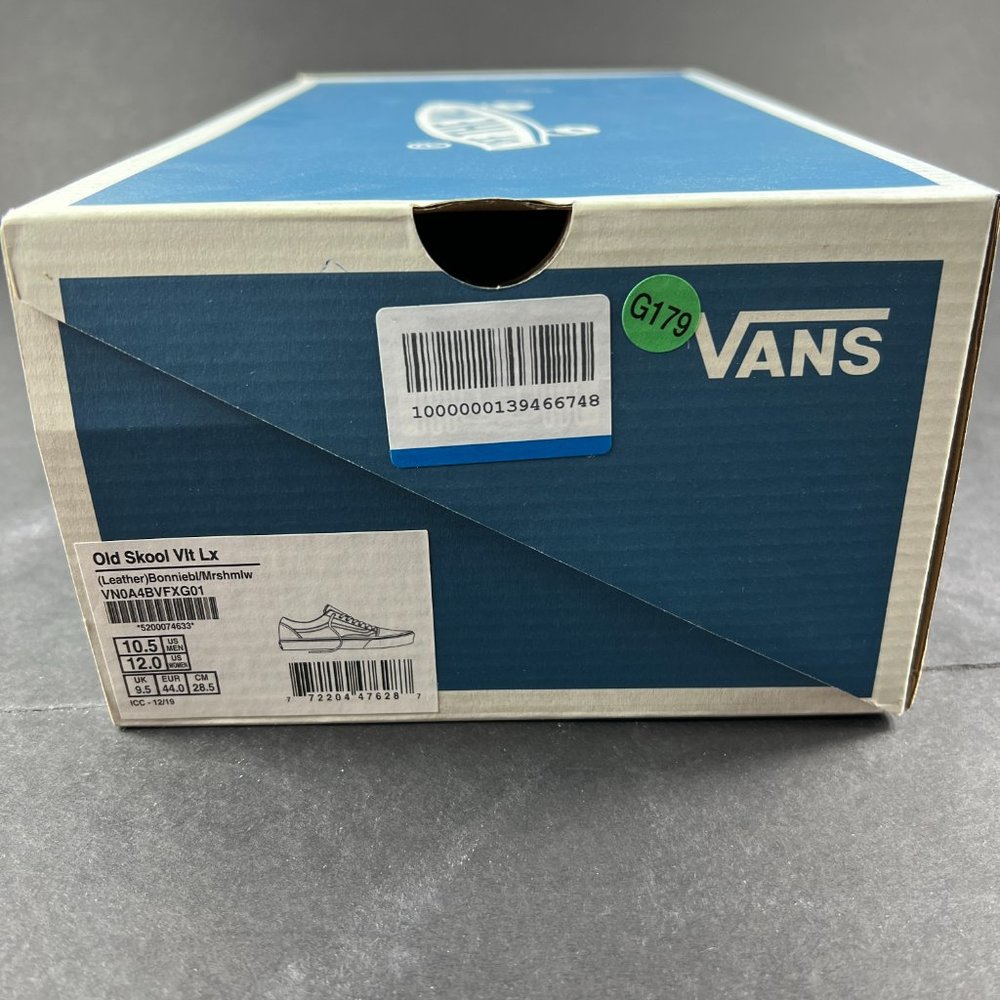 VANS Shoe Men Old Skool Vault Leather White Bonnie Blue Sneaker VN0A4BVFXG01 - Picture 10 of 14